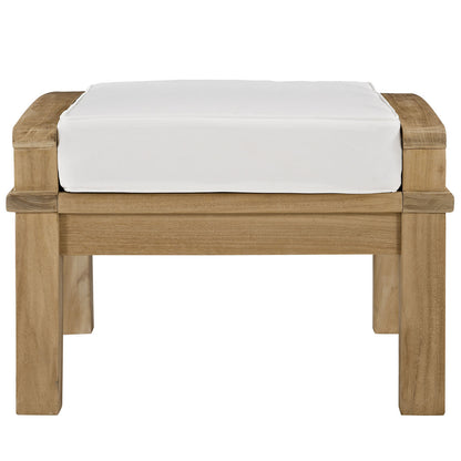 Marina Outdoor Patio Teak Ottoman, White Wood