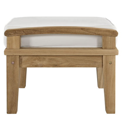 Marina Outdoor Patio Teak Ottoman, White Wood
