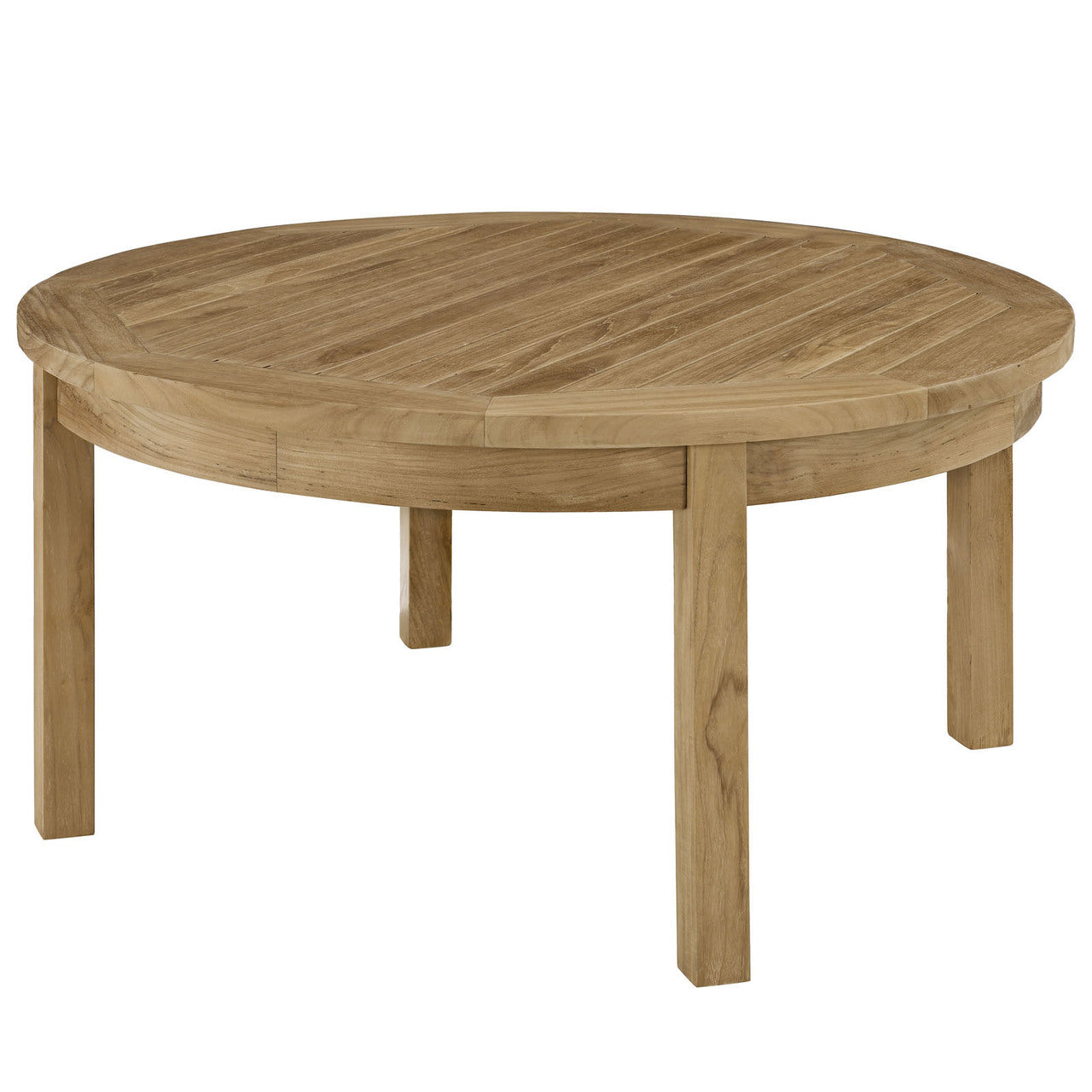 Marina Outdoor Patio Teak Round Coffee Table, Brown Wood