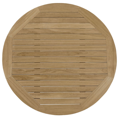 Marina Outdoor Patio Teak Round Coffee Table, Brown Wood