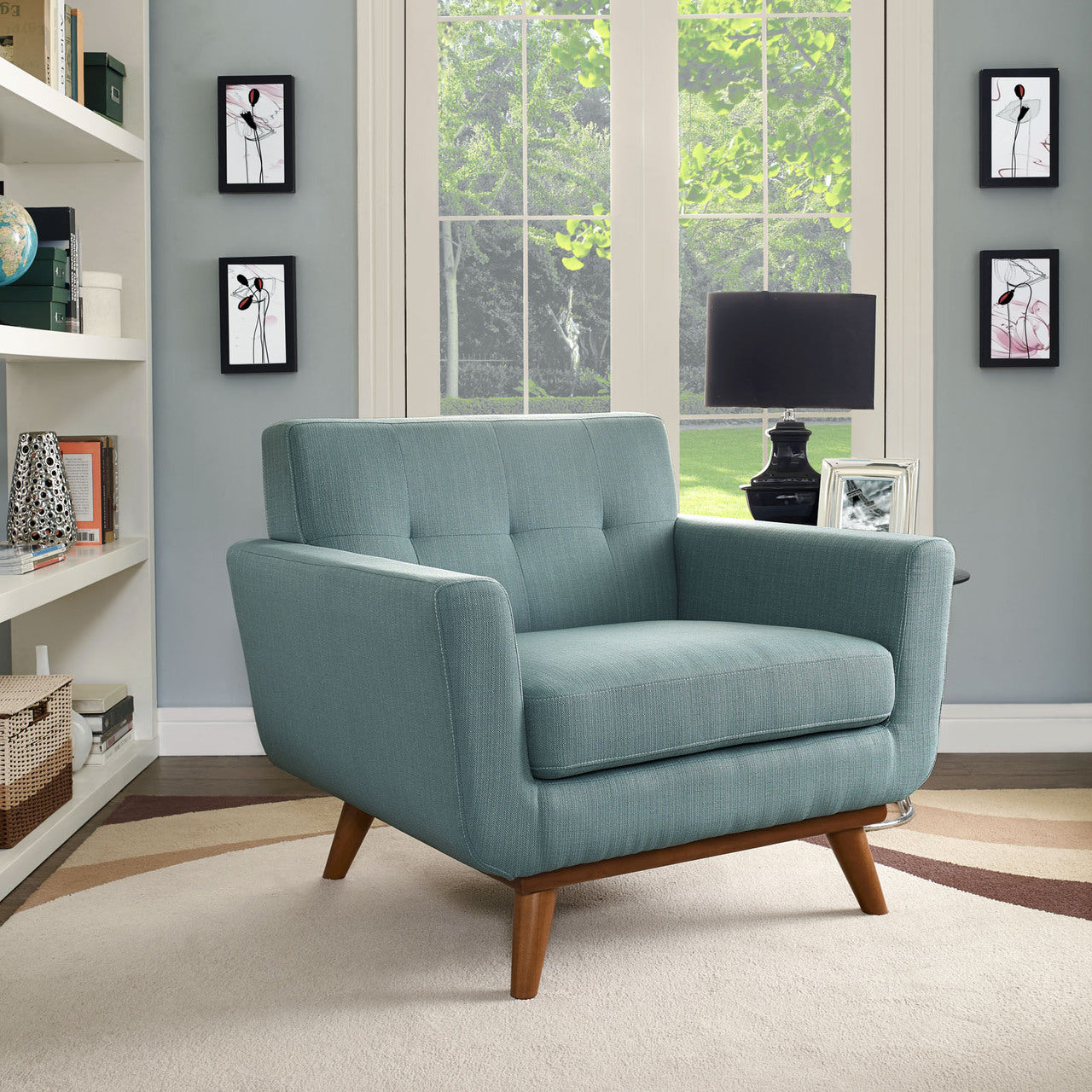 Engage Upholstered Armchair, Blue Fabric