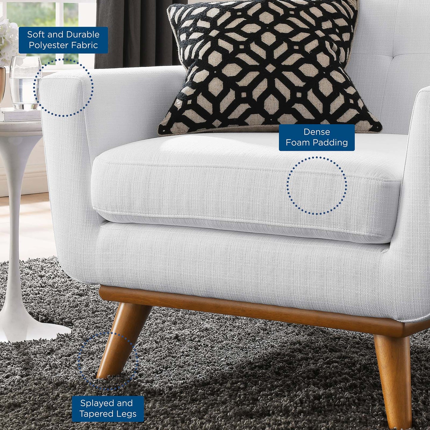 Engage Upholstered Fabric Armchair, Fabric, White, 18090