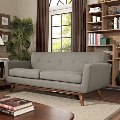 Engage Upholstered Loveseat, Granite Grey Fabric