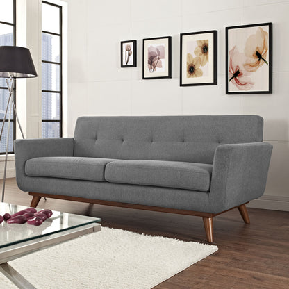 Engage Upholstered Loveseat, Grey Fabric
