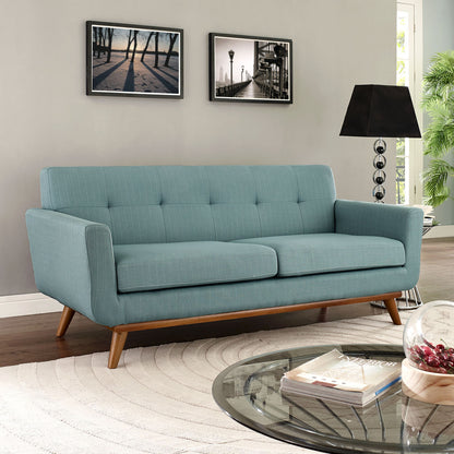 Engage Upholstered Loveseat, Blue Fabric