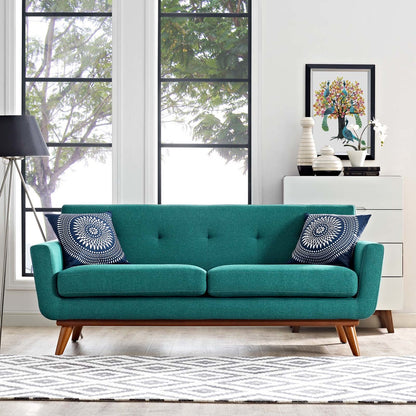 Engage Upholstered Fabric Loveseat, Fabric, Aqua Blue 13238