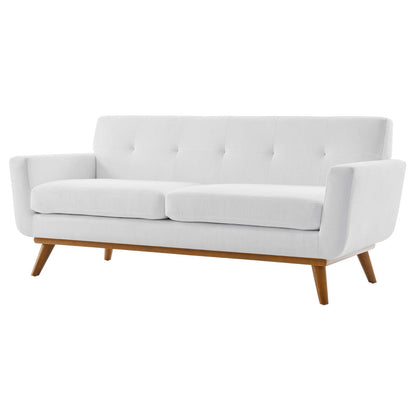 Engage Upholstered Fabric Loveseat, Fabric, White, 18091