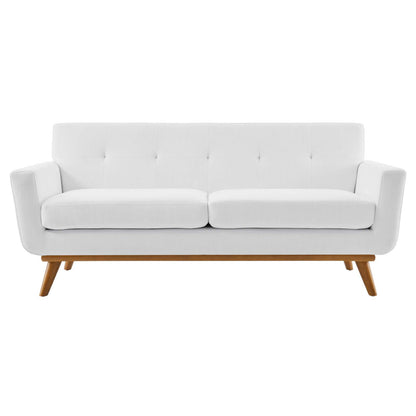 Engage Upholstered Fabric Loveseat, Fabric, White, 18091
