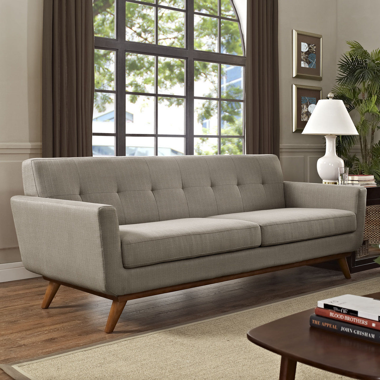 Engage Upholstered Sofa, Granite Grey Fabric