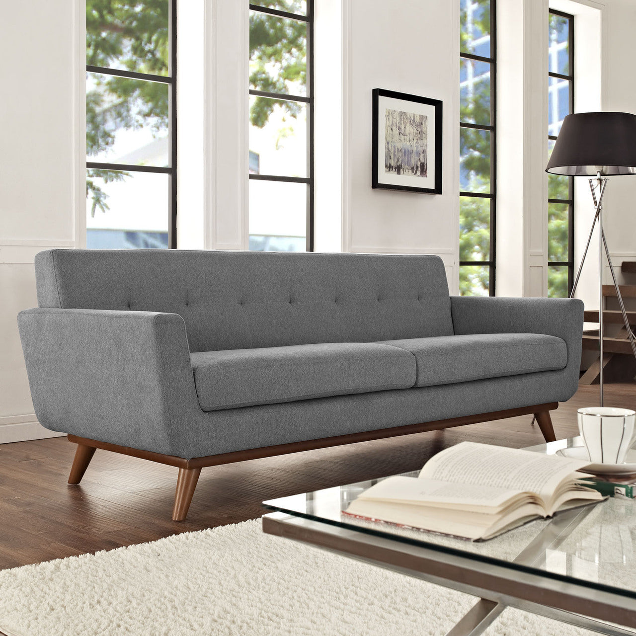 Engage Upholstered Sofa, Grey Fabric