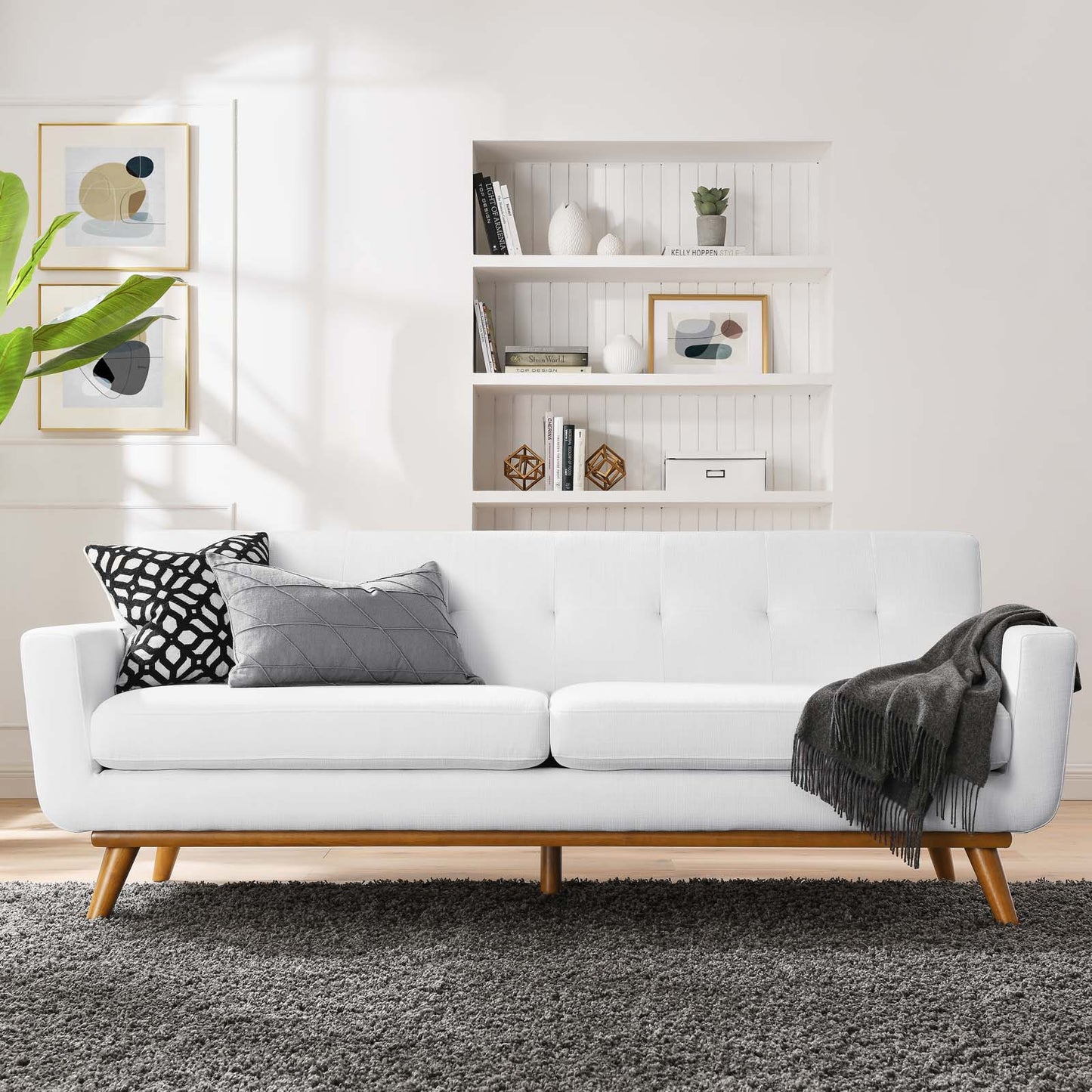 Engage Upholstered Fabric Sofa, Fabric, White, 18092