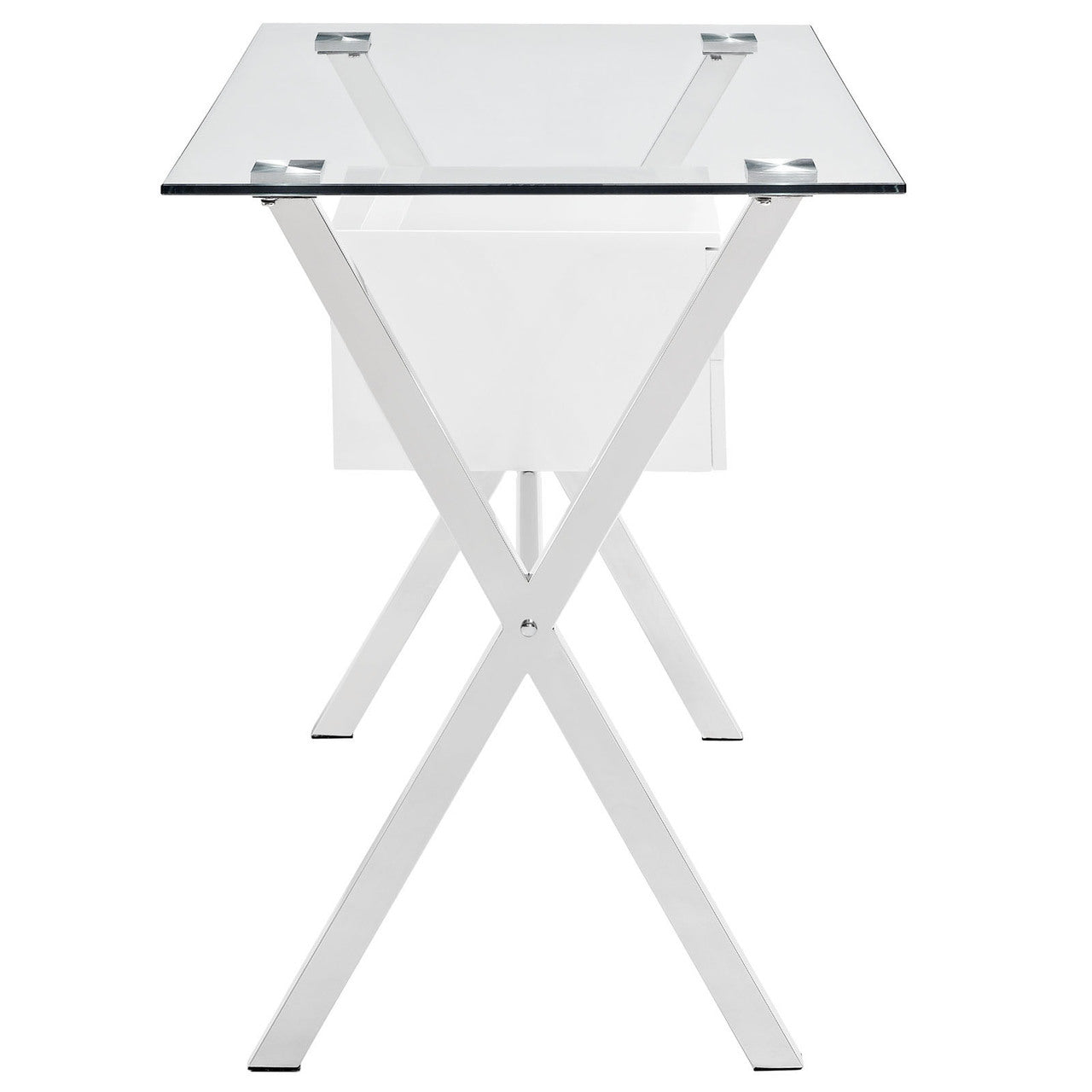 Stasis Office Desk, White Glass