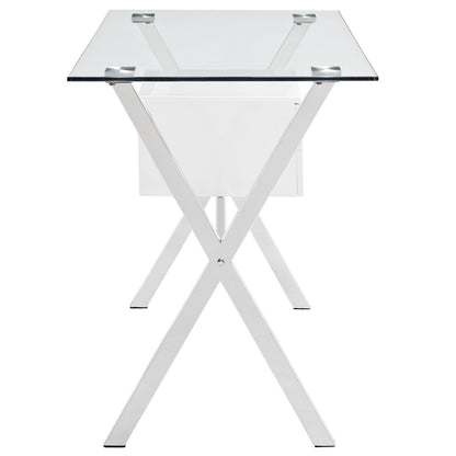 Stasis Office Desk, White Glass