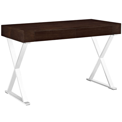 Sector Office Desk, Brown Wood