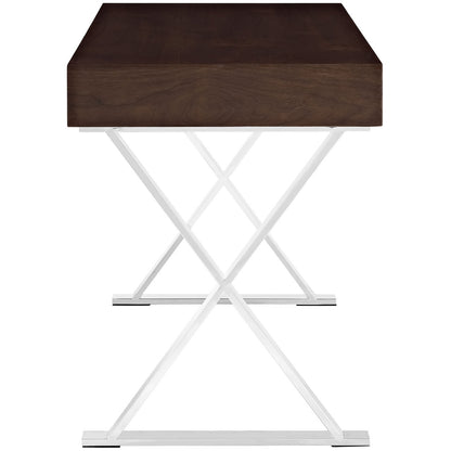 Sector Office Desk, Brown Wood