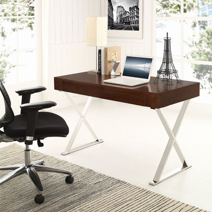 Sector Office Desk, Brown Wood