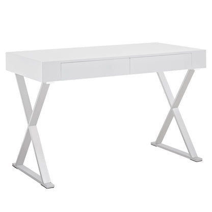 Sector Office Desk, White Wood