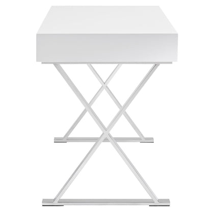 Sector Office Desk, White Wood