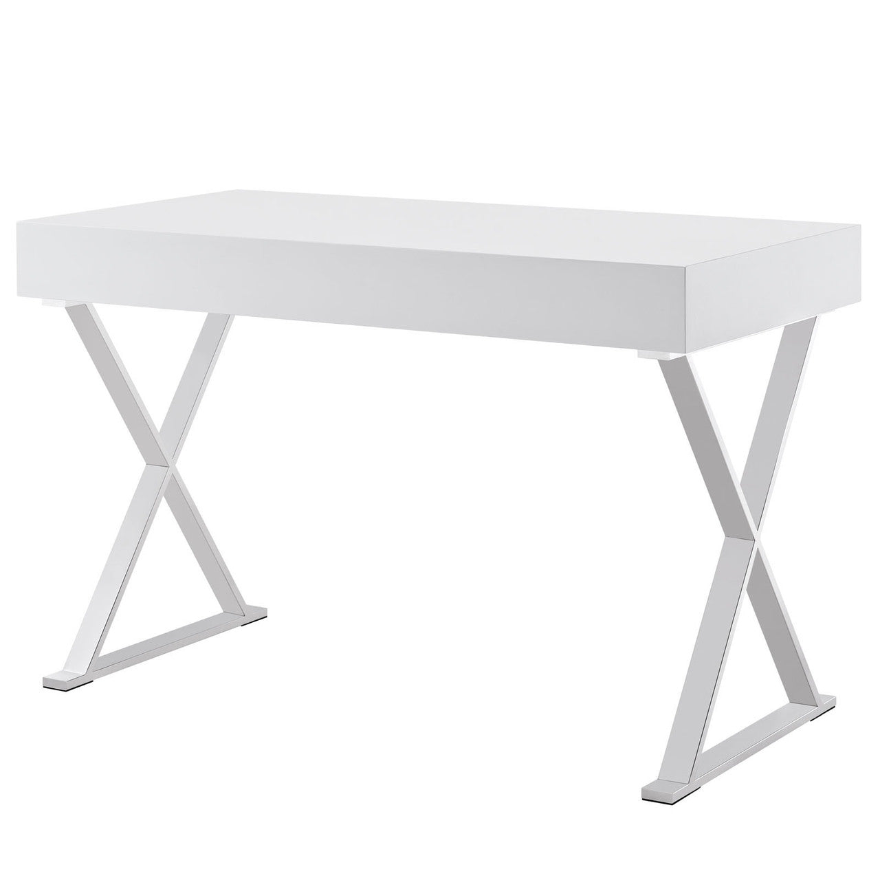 Sector Office Desk, White Wood