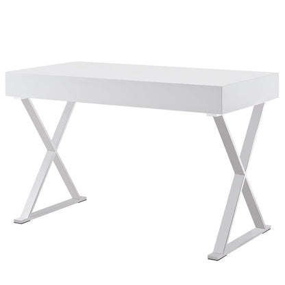 Sector Office Desk, White Wood