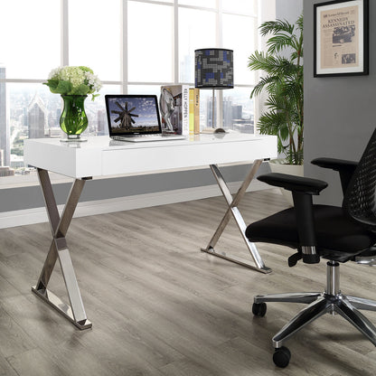 Sector Office Desk, White Wood