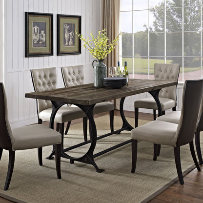 Effuse Rustic Wood & Cast Iron Dining Table