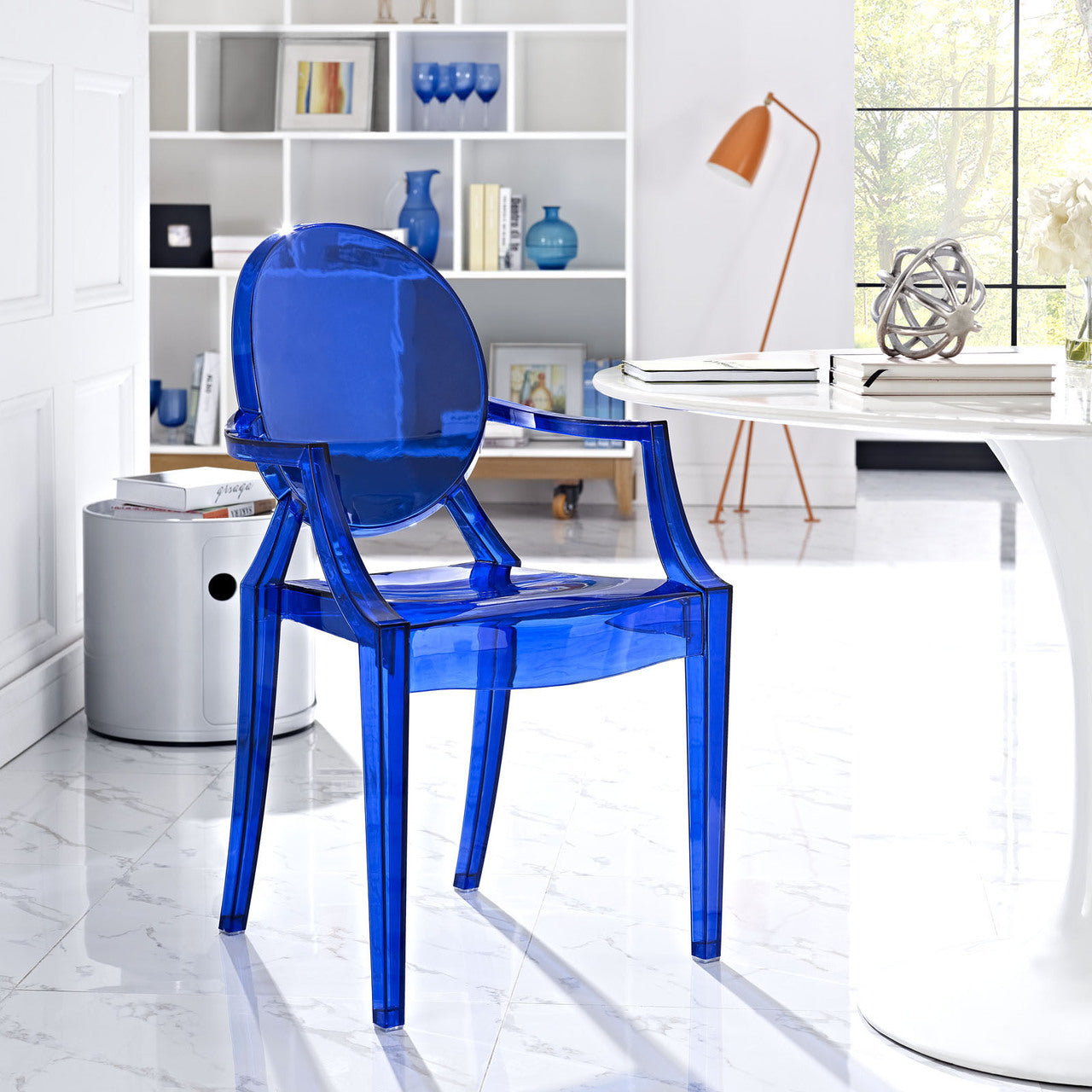 Casper Dining Armchair, Blue Plastic