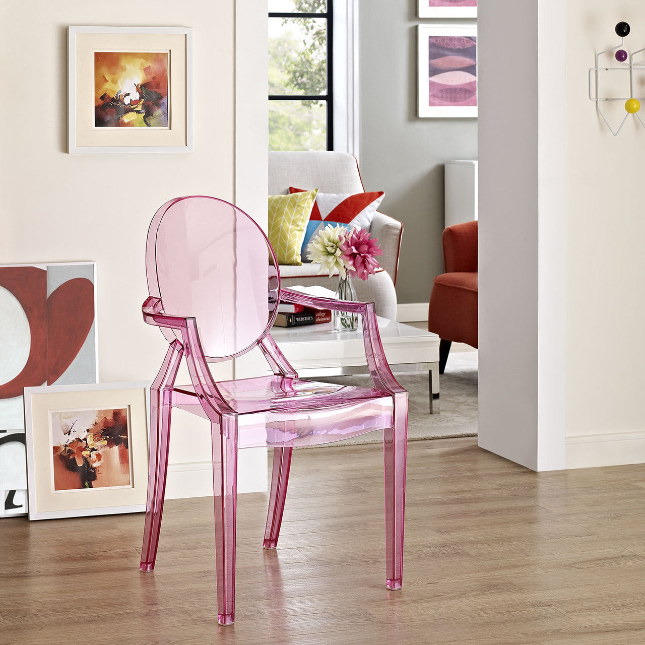 Casper Dining Armchair , Pink, Plastic