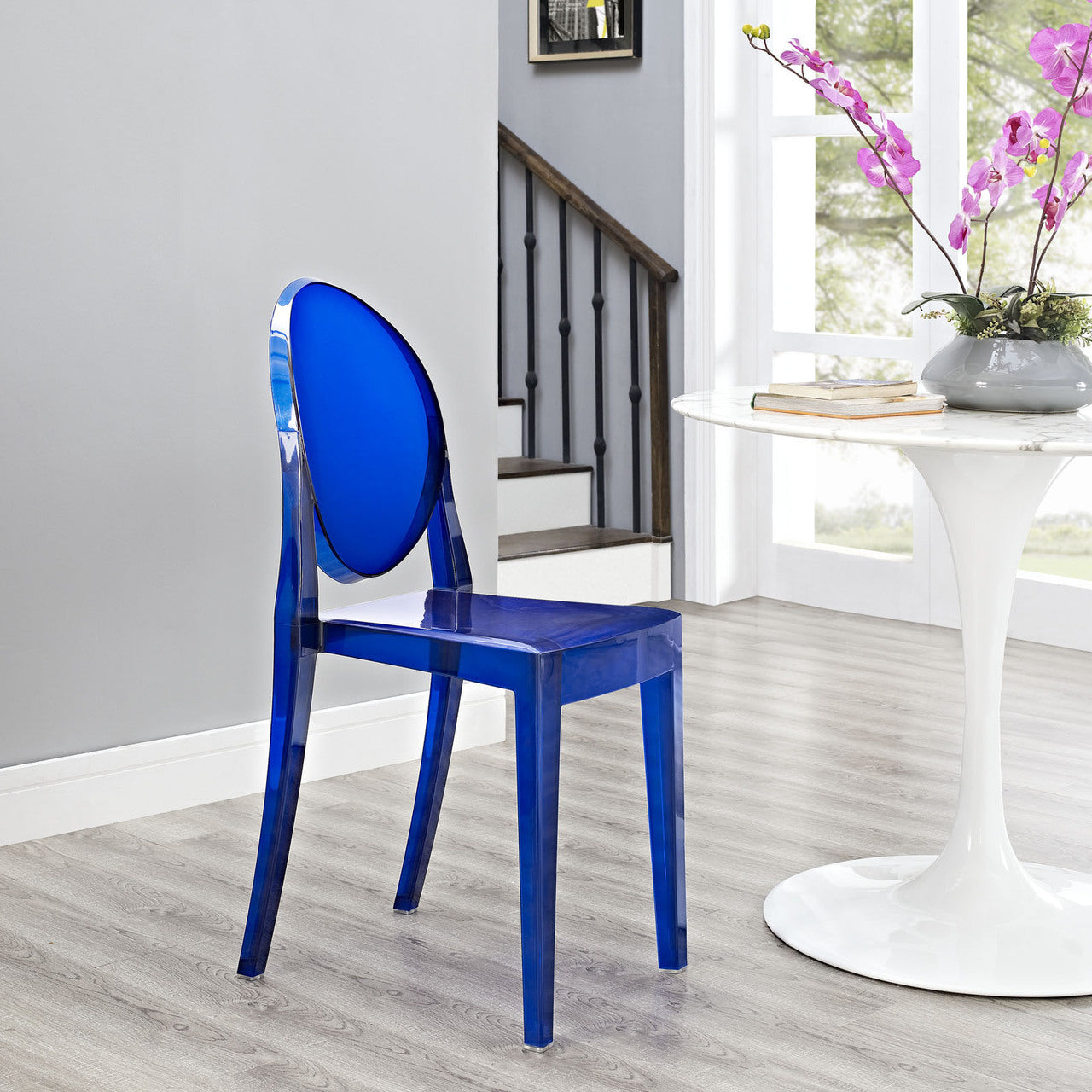 Casper Dining Side Chair, Blue Plastic