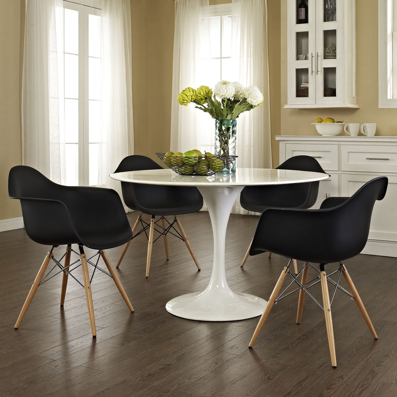 Pyramid Dining Armchair Set of 4 in Black