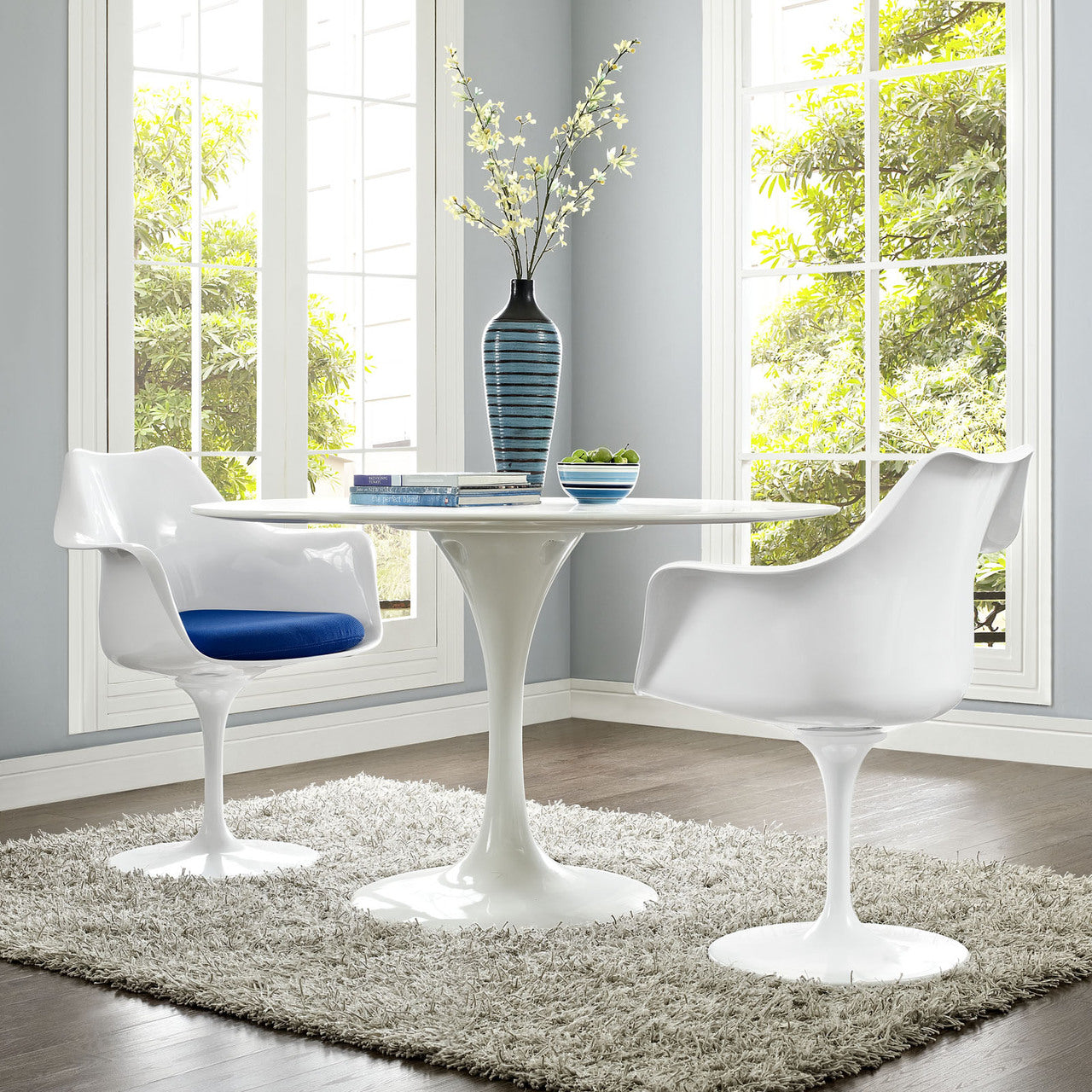 Lippa Dining Armchair Set of 2, Blue Plastic