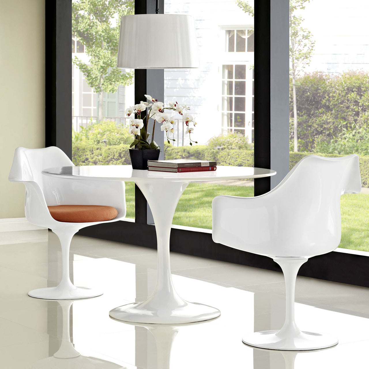 Lippa Dining Armchair Set of 2, Orange Plastic