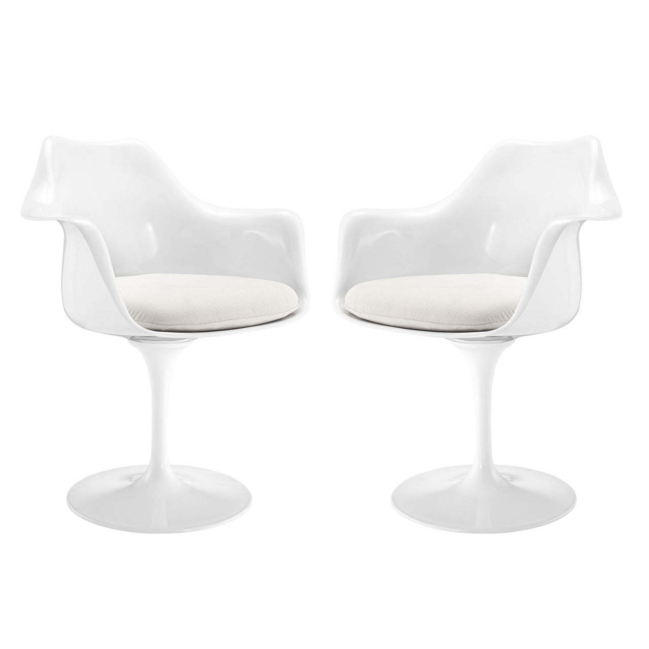 Lippa Dining Armchair Set of 2, White Plastic