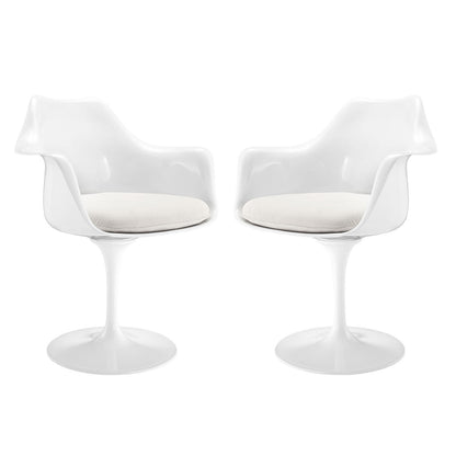 Lippa Dining Armchair Set of 2, White Plastic