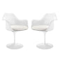 Lippa Dining Armchair Set of 2, White Plastic