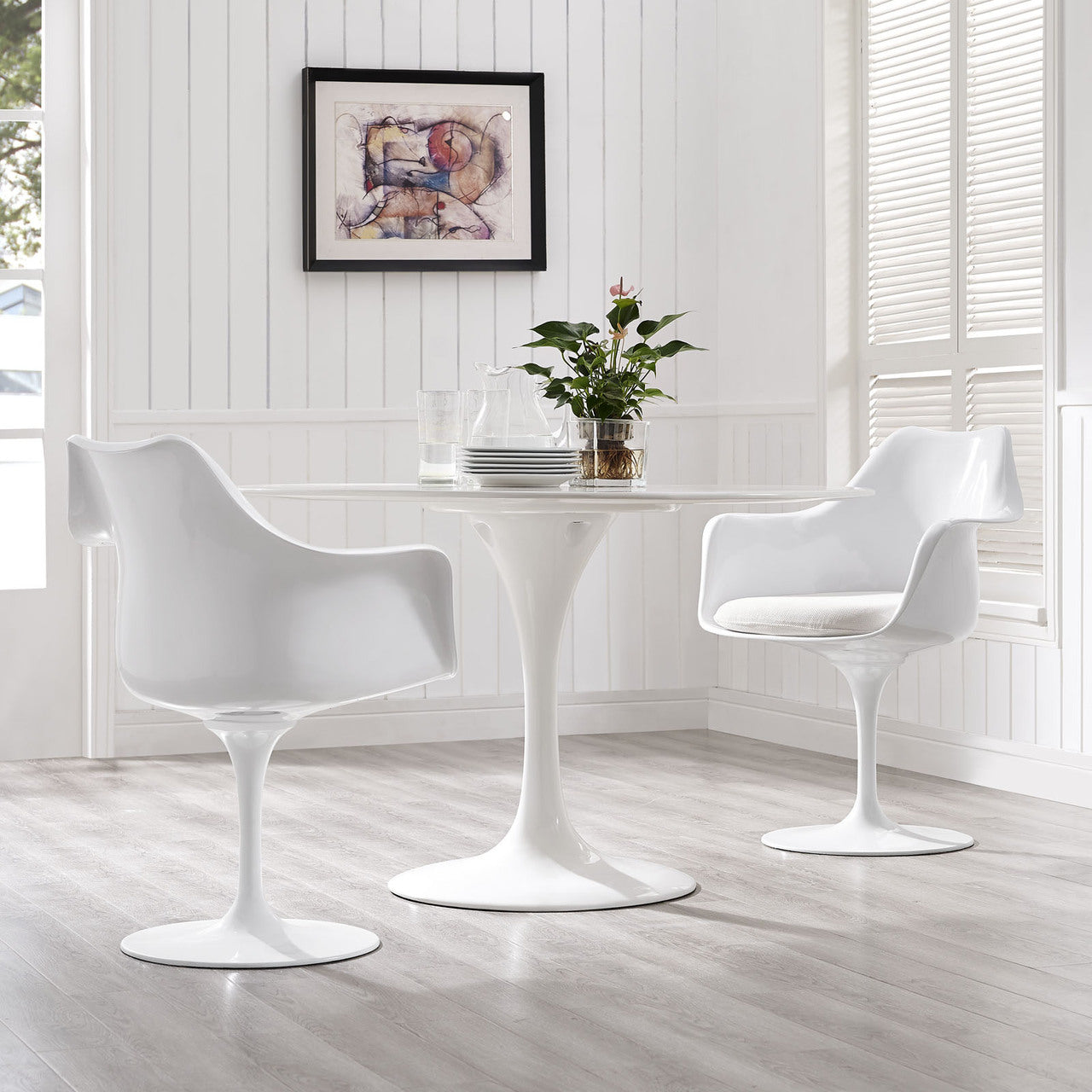 Lippa Dining Armchair Set of 2, White Plastic
