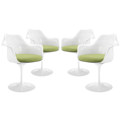 Lippa Dining Armchair Set of 4, Green Plastic