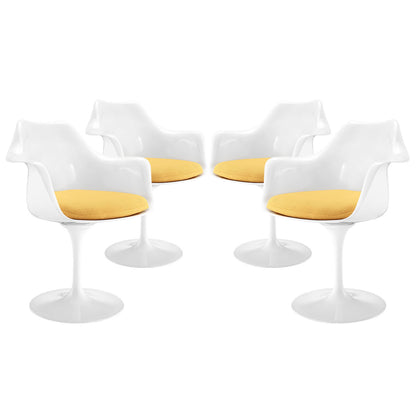 Lippa Dining Armchair Set of 4, Yellow Plastic