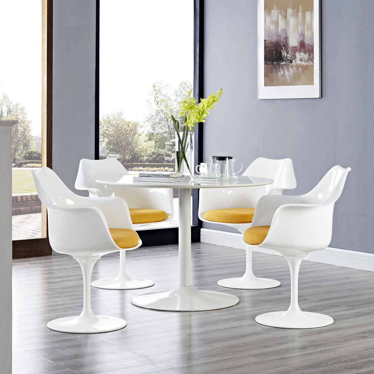 Lippa Dining Armchair Set of 4, Yellow Plastic