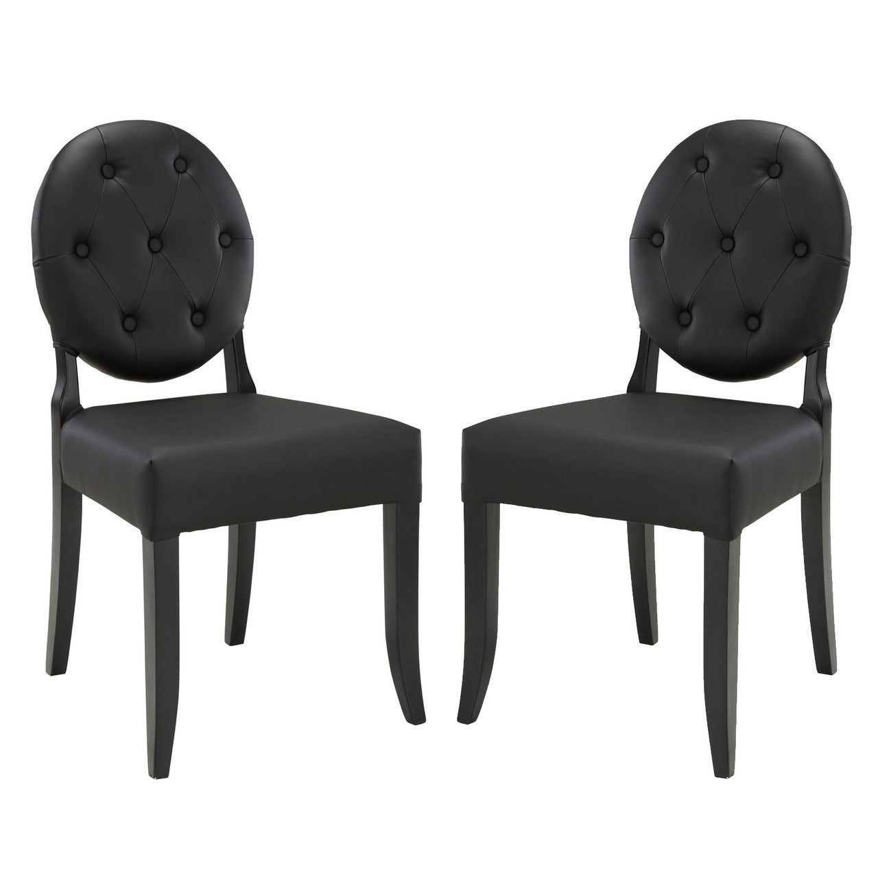 Button Dining Side Chair Set of 2 in Black