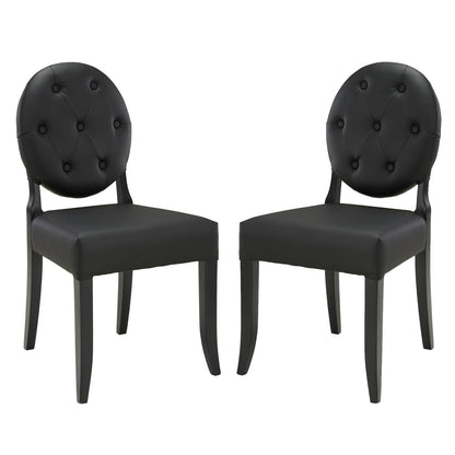 Button Dining Side Chair Set of 2 in Black