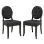 Button Dining Side Chair Set of 2 in Black