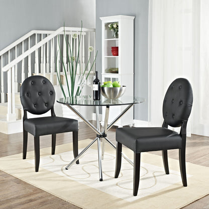 Button Dining Side Chair Set of 2 in Black