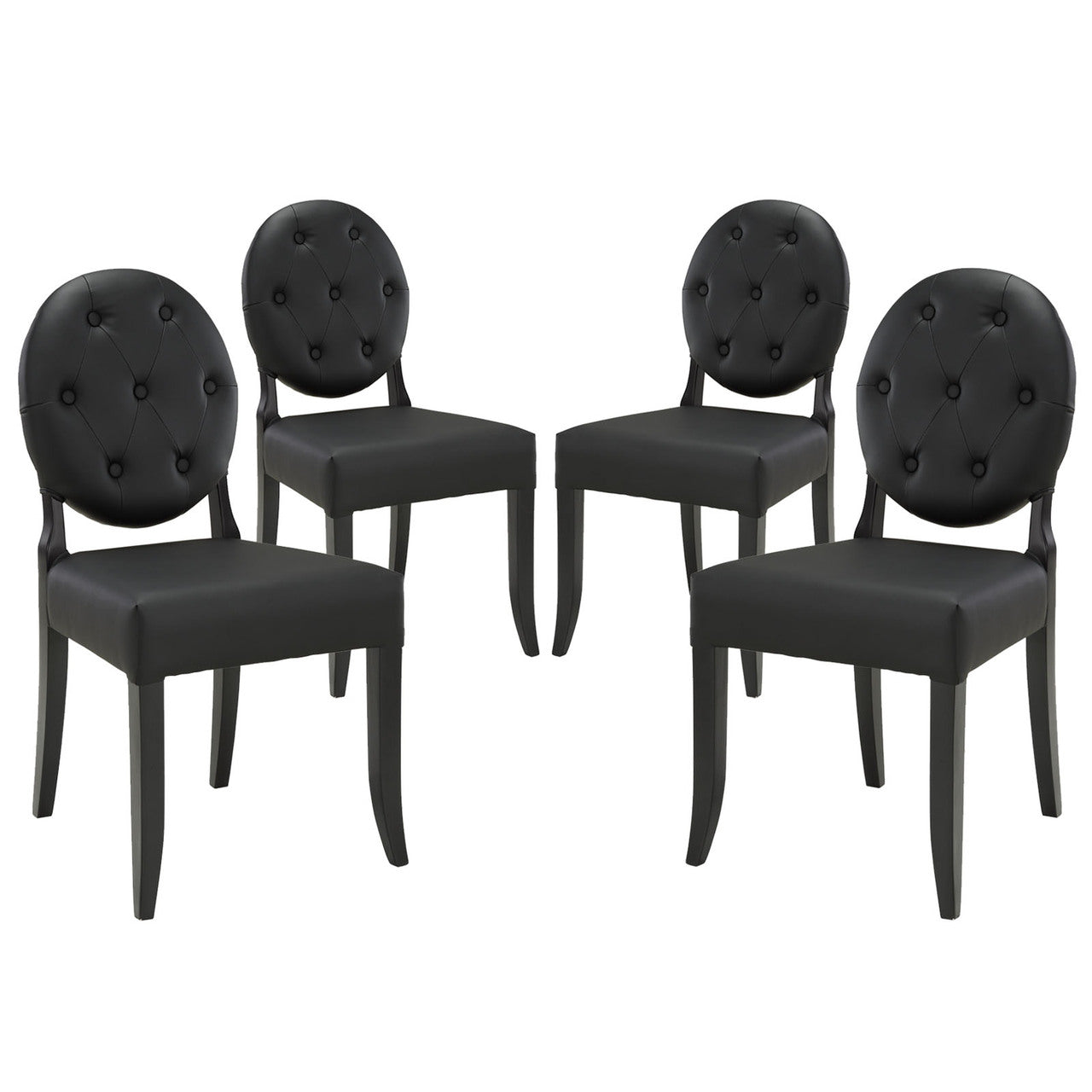 Button Dining Side Chair Set of 4 in Black