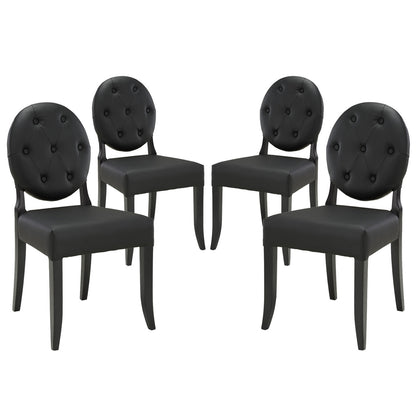 Button Dining Side Chair Set of 4 in Black