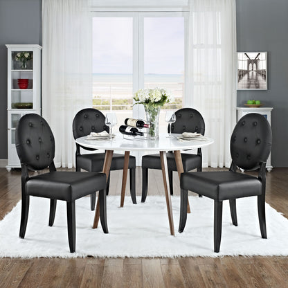 Button Dining Side Chair Set of 4 in Black