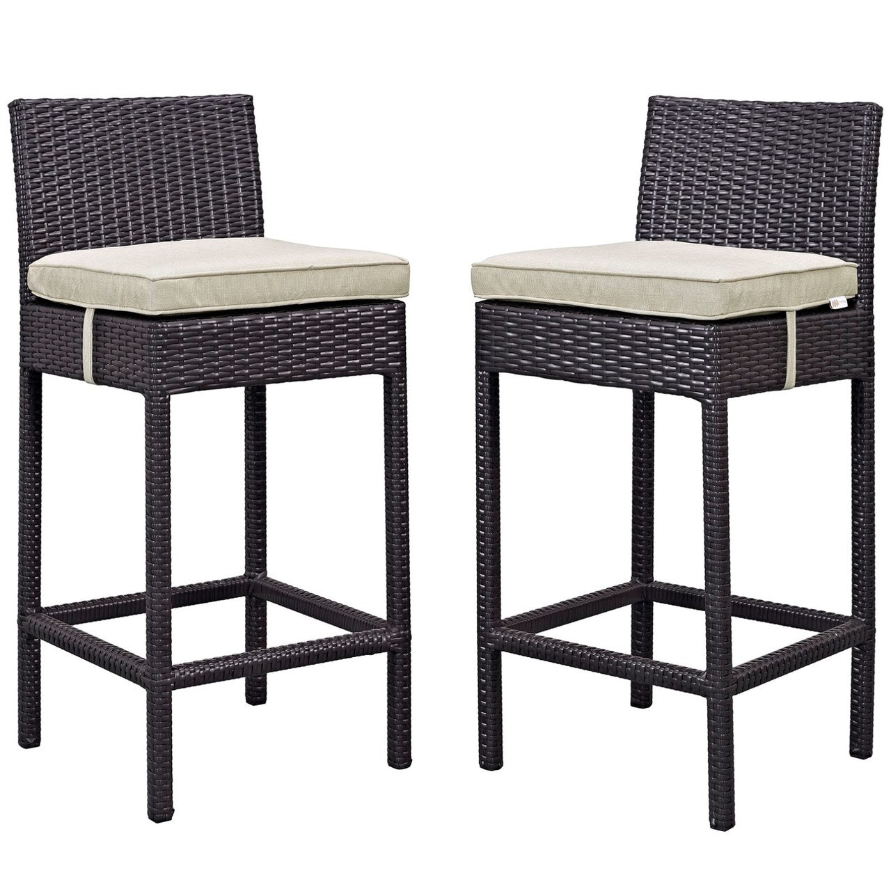 Lift Bar Stool Outdoor Patio Set of 2, Beige, Rattan 9630