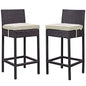 Lift Bar Stool Outdoor Patio Set of 2, Beige, Rattan 9630