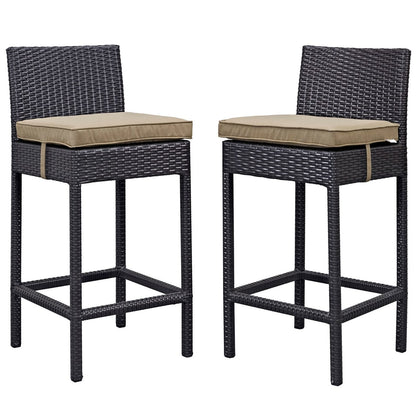 Lift Bar Stool Outdoor Patio Set of 2, Brown, Rattan 9631