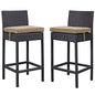 Lift Bar Stool Outdoor Patio Set of 2, Brown, Rattan 9631